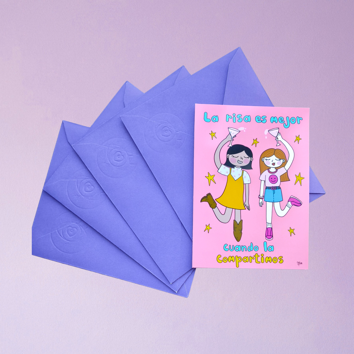 Set de 4 Postales Ilustradas – Para Tu BFF | Javipinkk