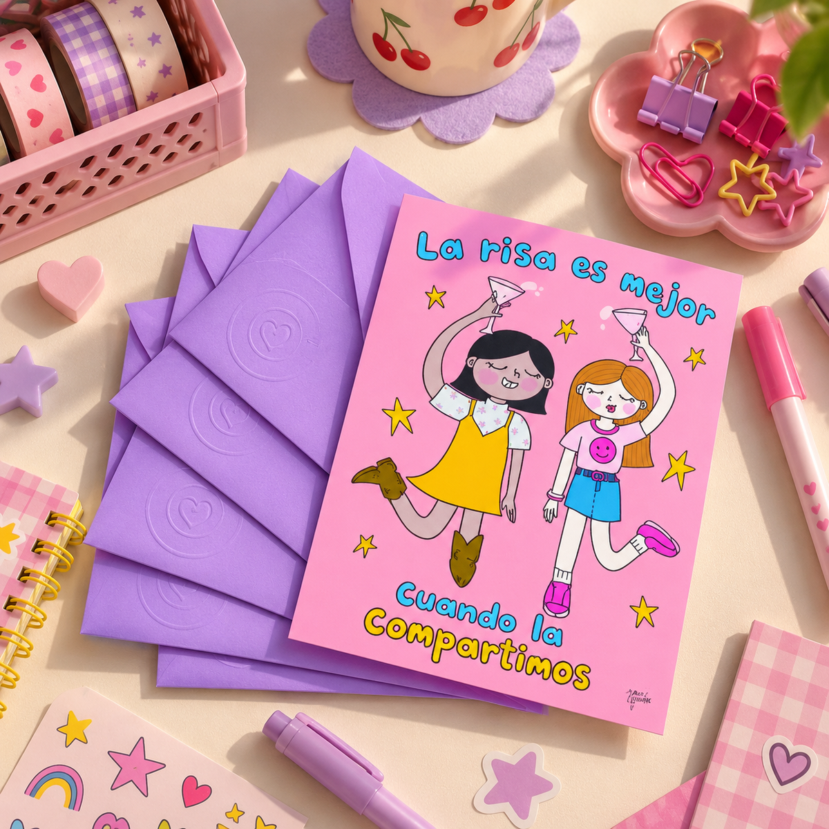 Set de 4 Postales Ilustradas – Para Tu BFF | Javipinkk