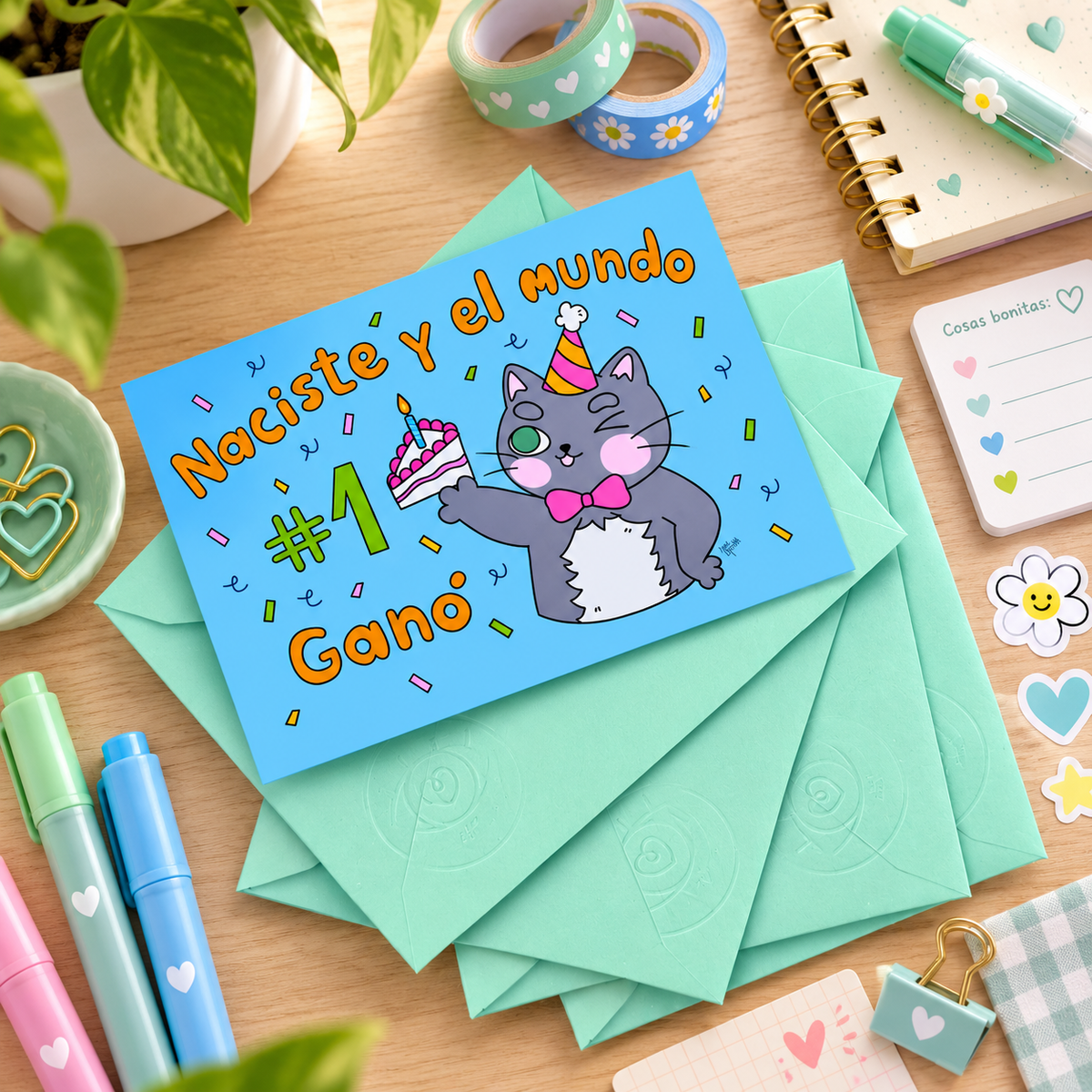 Set de 4 Postales de Cumpleaños – Para Decir Feliz Cumpleaños | Javipinkk