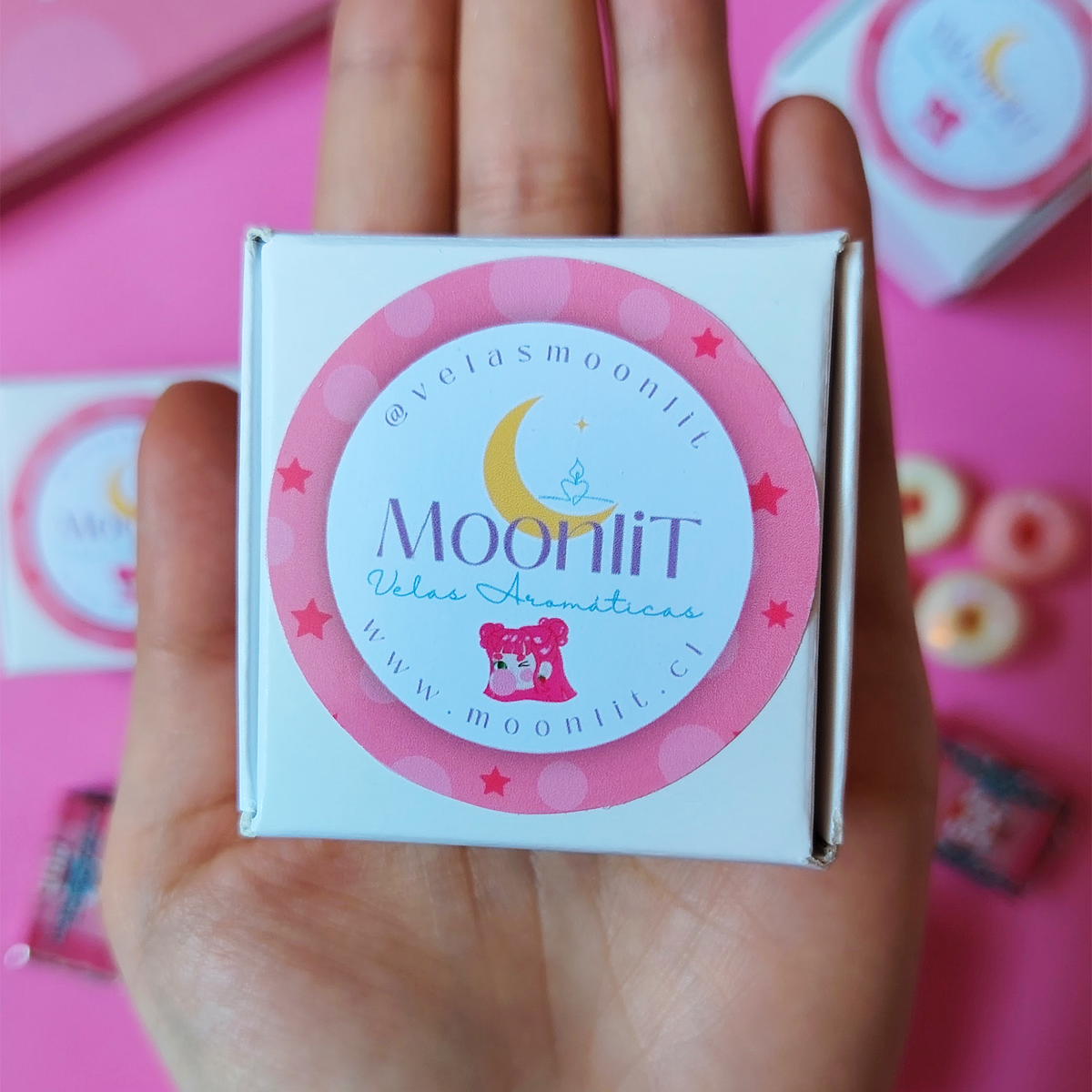 Mini Wax Melts Chicle Rosa - Moonlit x Javipinkk