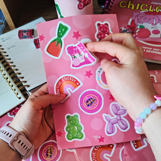 Stickers Chicle Rosa | Lámina A5