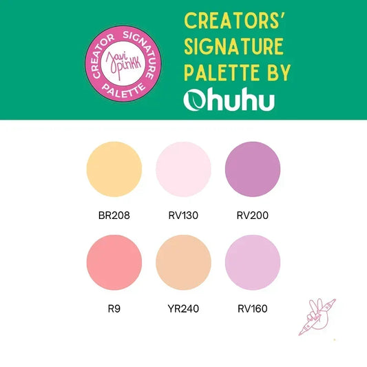 Paleta Ohuhu x Javipinkk: 6 colores para coloring e ilustración