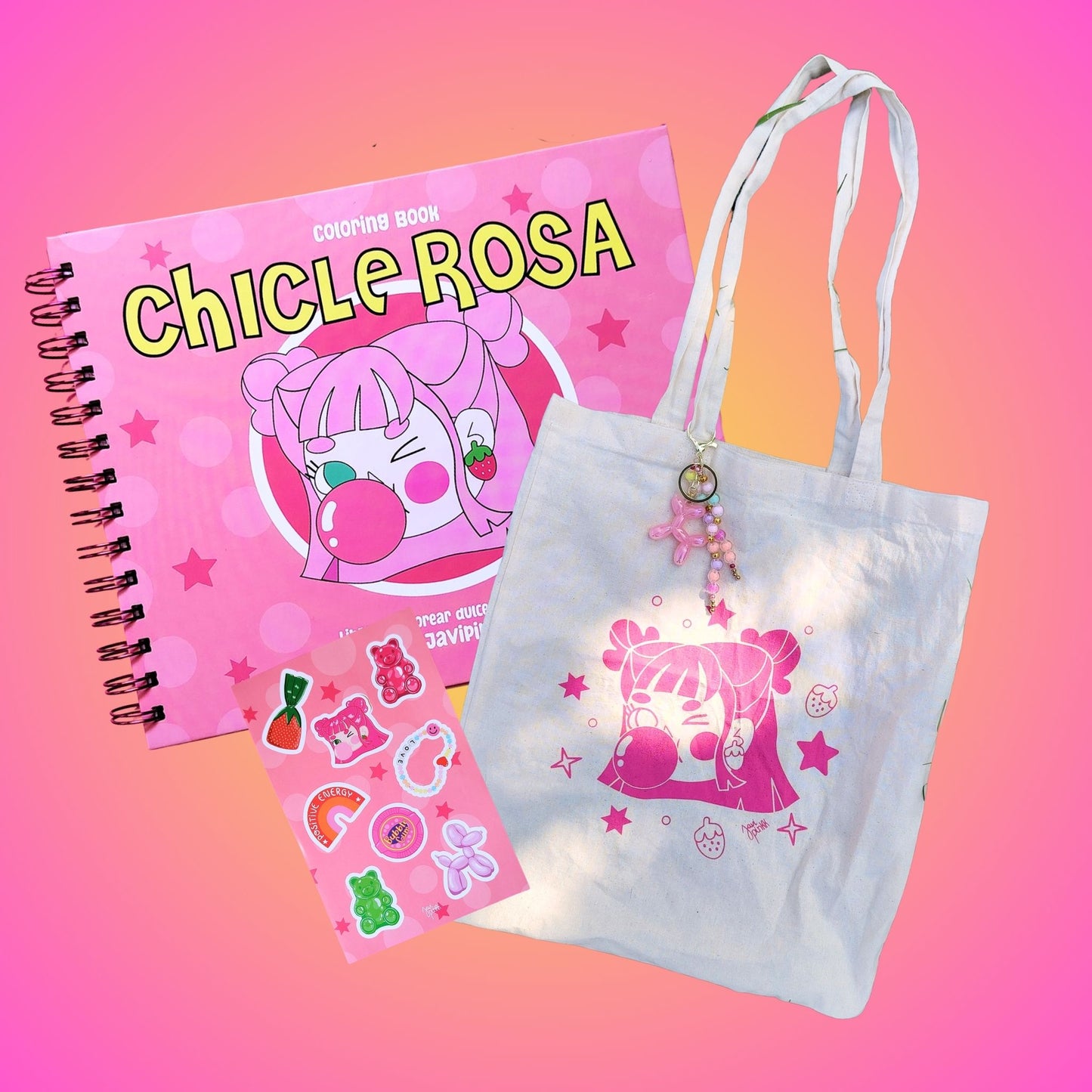 Pack Universo Chicle Rosa — Libro para Colorear + Totebag + Stickers