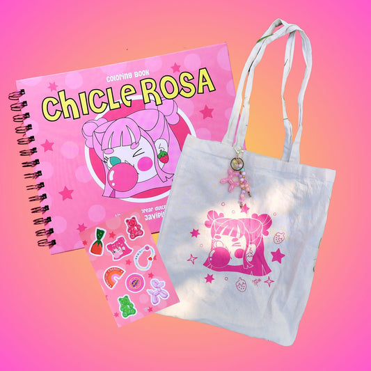 Pack Universo Chicle Rosa — Libro para Colorear + Totebag + Stickers