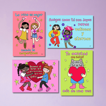 Set de 4 Postales Ilustradas – Para Tu BFF | Javipinkk