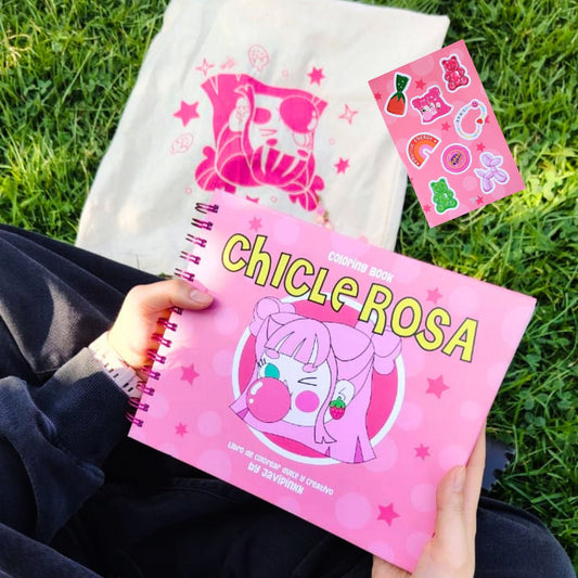 Pack Universo Chicle Rosa — Libro para Colorear + Totebag + Stickers