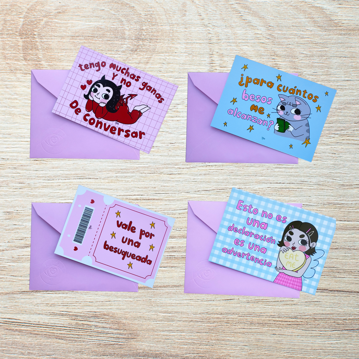 Set de 4 Postales Ilustradas – Para Tu Casi Algo | Javipinkk