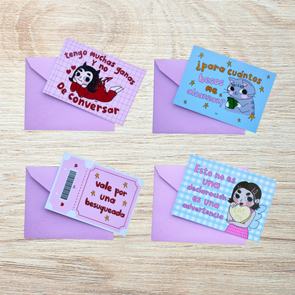 Set de 4 Postales Ilustradas – Para Tu Casi Algo | Javipinkk