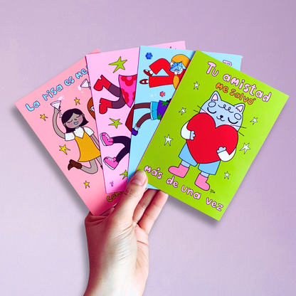 Set de 4 Postales Ilustradas – Para Tu BFF | Javipinkk
