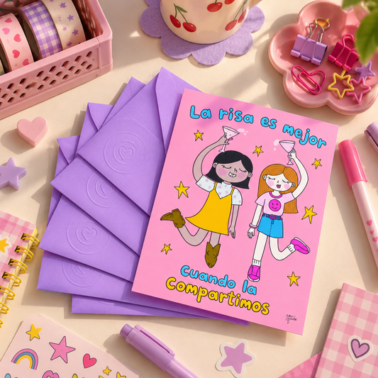 Set de 4 Postales Ilustradas – Para Tu BFF | Javipinkk