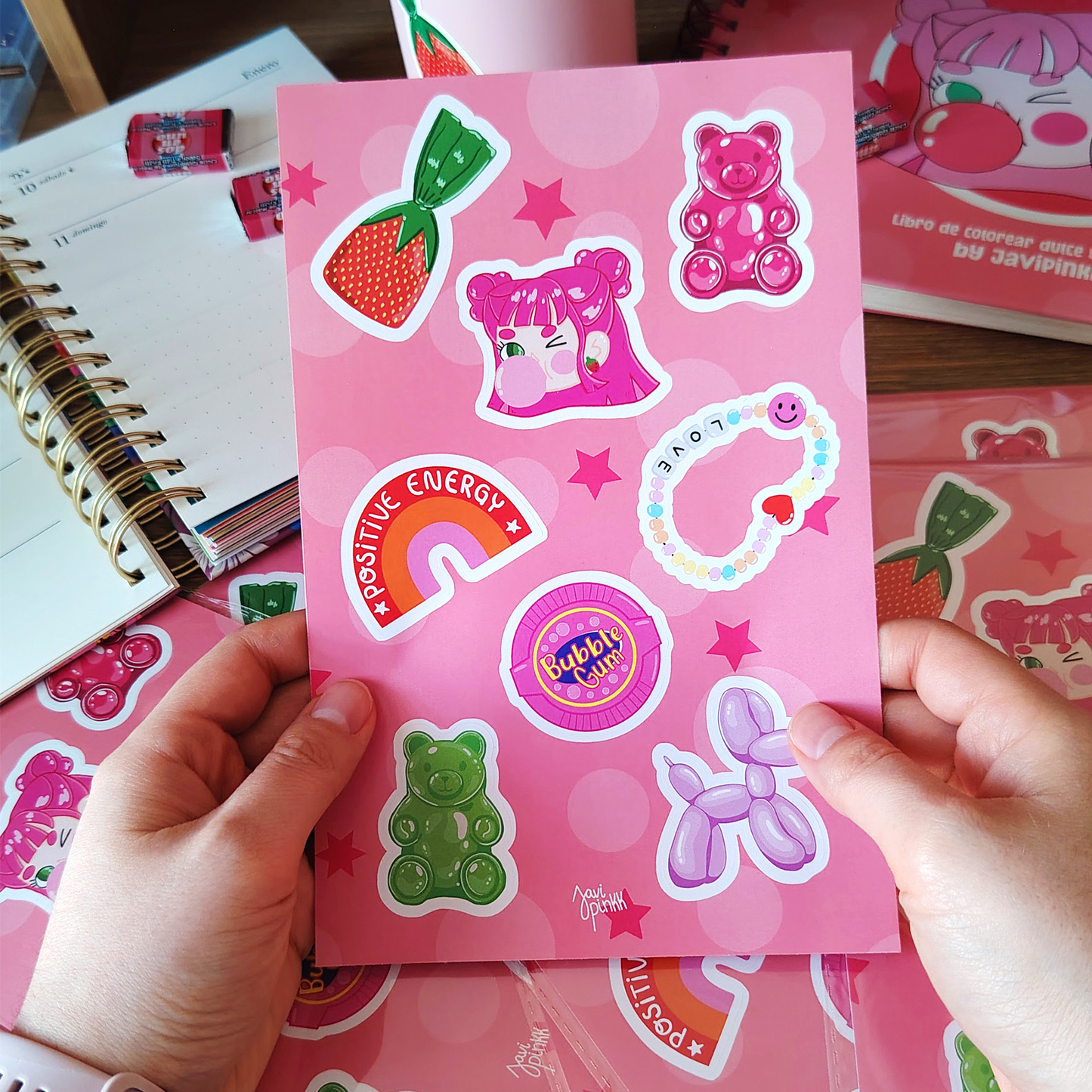 Stickers Chicle Rosa | Lámina A5