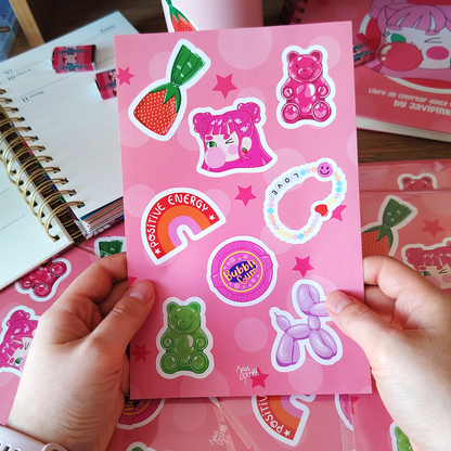 Stickers Chicle Rosa | Lámina A5